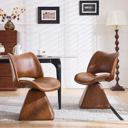 Set of 2 Swivel Dining Chairs, Modern Faux Leather High Back Accent Chairs, 33inch  Tall