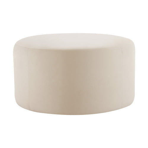Round Plush Velvet Ottoman, 30 Inch Wide Modern Multiuse Footrest Accent Seat for Living Room Decor