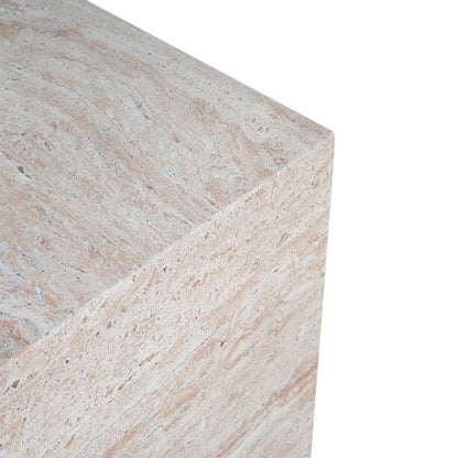 Outdoor/Indoor Square Travertine Lightweight Concrete Side Table