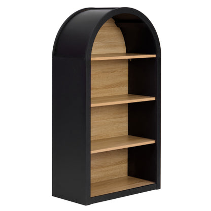 43 Inch Black Arched 4-Tier MDF Bookshelf Home Decorative Storage Display Shelf