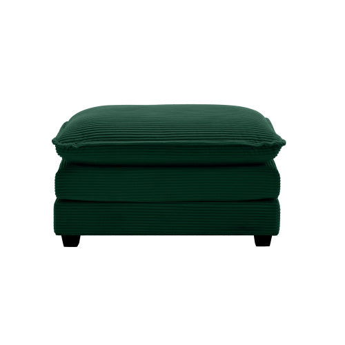 Green Corduroy Ottoman Footstool, Matching Accessory for 2/3/4 Seater Sofas, Retro Upholstered Footrest