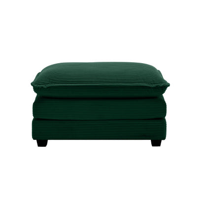 Green Corduroy Ottoman Footstool, Matching Accessory for 2/3/4 Seater Sofas, Retro Upholstered Footrest