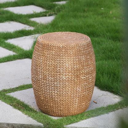 Nydia Outdoor Patio Drum-Shaped MGO Side Table, Brown