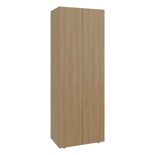 Home 2 Doors Closet System Armoire, Hanging Rod and Storage Shelf, Modern Armoire for Bedroom Organization Storage, Natural Oak