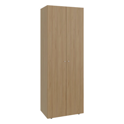 Home 2 Doors Closet System Armoire, Hanging Rod and Storage Shelf, Modern Armoire for Bedroom Organization Storage, Natural Oak