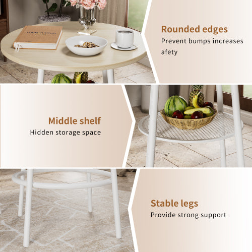 Bar Table Set with 2 Bar stools PU Soft seat with backrest, Grey, 23.62inch  W x 23.62inch  D x 35.43inch  H