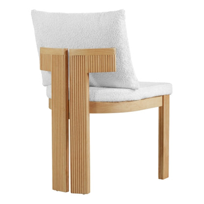 Set of 2 Beige Boucle Dining Chairs with Rubber Wood Frame, Indoor Kitchen & Dining Room Chairs