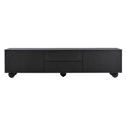 Black Arched Door TV Stand with Drawers 75 Inch Media Console