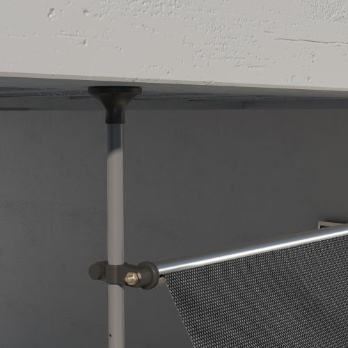 Outsunny Manual Retractable Awning, 118" Non-Screw Freestanding Patio Sun Shade Shelter with Support Pole Stand and UV Resistant Fabric, for Window, Door, Porch, Deck, Black