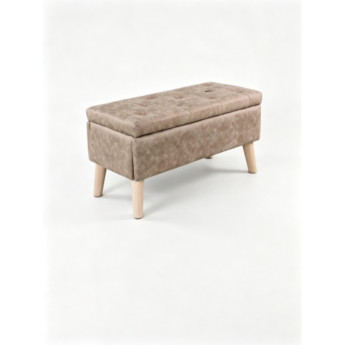 32 Inch Wide Square Storage Ottoman Bench with Built-in Tray, Upholstered Footrest, Multi-Functional End of Bed Bench