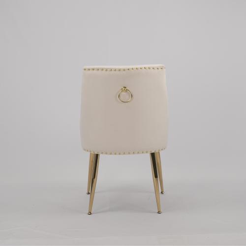 Tufted Velvet Dining Side Chairs with Nailhead Trim, Set of 2, Beige