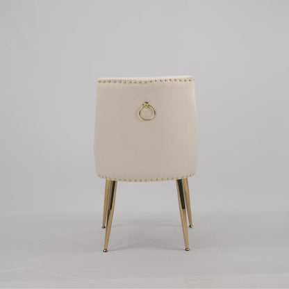 Tufted Velvet Dining Side Chairs with Nailhead Trim, Set of 2, Beige