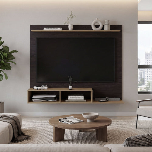 Bethune 65" TV Entertainment Center Modern Media Console with Storage for Gaming & wenge and natural oak
