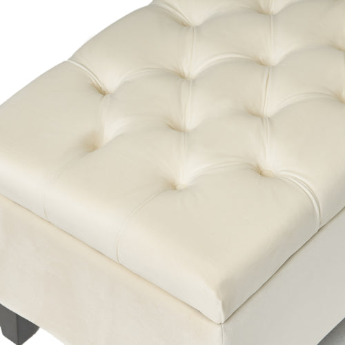 51 inch Beige Diamond Tufted Storage Ottoman Bench, Soft Close Pressure Hinge Upholstered Entryway Footrest