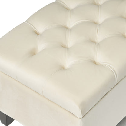 51 inch Beige Diamond Tufted Storage Ottoman Bench, Soft Close Pressure Hinge Upholstered Entryway Footrest