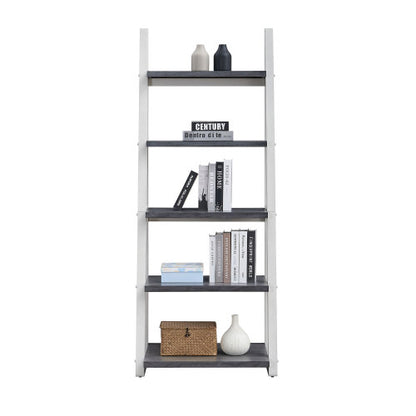 5-Tier Rubber Wood Frame Ladder Bookshelf Multi-Layer Home Living Room Kitchen Storage Rack