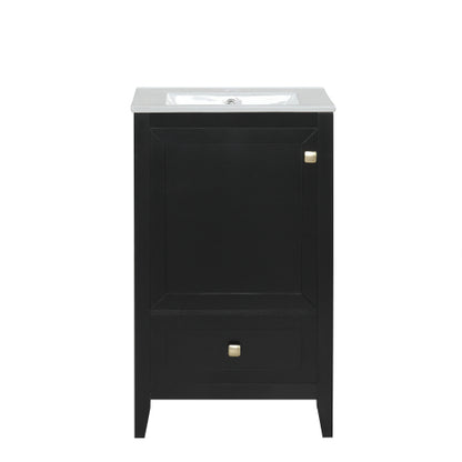 20" Bathroom Vanity with Sink, Bathroom Cabinet with Soft Closing Door, Storage Rack and A Drawer, Black
