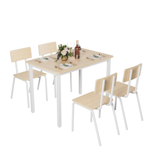 5-Piece Dining Table Set with 4 Chairs, Modern Kitchen Table Set with MDF Board & Metal Frame, Space Saving Dining Furniture