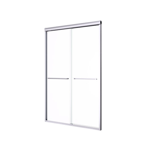 44"-48"W*72" H Semi-Frameless Double Sliding Shower Door, Bypass Shower Door, 1/4" (6mm) Thick SGCC Tempered Glass Door, Chrome
