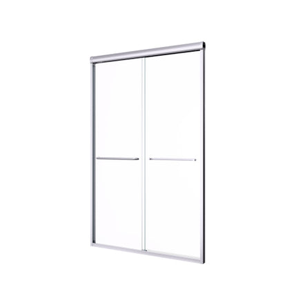 44"-48"W*72" H Semi-Frameless Double Sliding Shower Door, Bypass Shower Door, 1/4" (6mm) Thick SGCC Tempered Glass Door, Chrome