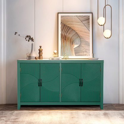 Green Mid Century Accent Cabinet with 4 Doors
