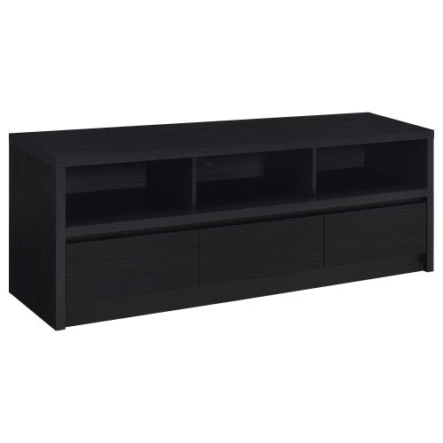 Modern Black 3-Drawer 59 Inch TV Media Console with Cable Cutout