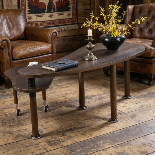 Rotating Coffee Table Walnut Veneer Nesting Lift Top Solid Wood Living Room Center Table