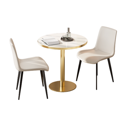 Round Modern Dinning Table 31.5 inches Bistro Table Tulip Table with Faux Marble top,Easy Assemble,Sturdy Metal Frame Diameter