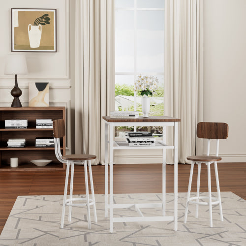 Bar table, equipped with 2 bar stools , with backrest and partition