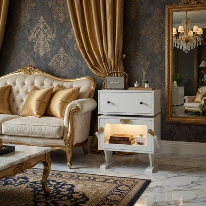 White Robot LED Nightstand