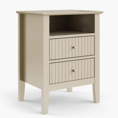 18inch Beige Fluted 2-Drawer Nightstand