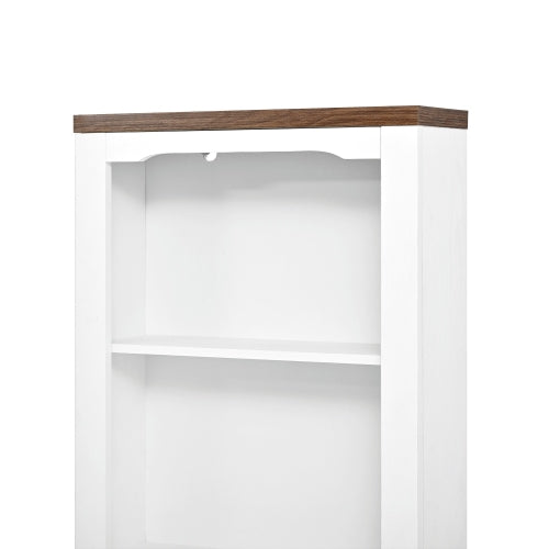 White Walnut Curved Top Two-Piece Combined Anti-Tip Tall Storage Cabinet