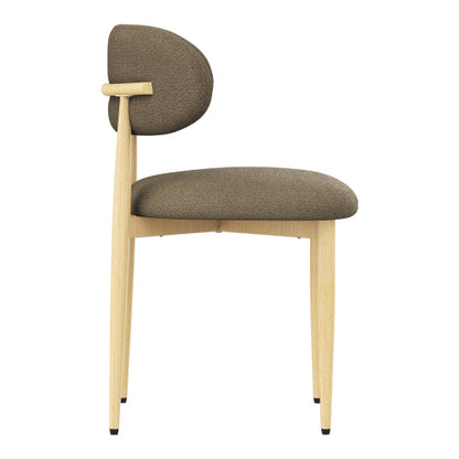 Lamb-Wool-Look Upholstered Metal Dining Chairs, Set of 2, Coffee