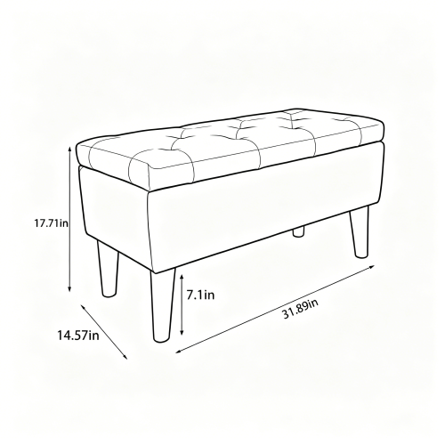 32 inch Corduroy Storage Ottoman Bench with Built-In Tray
