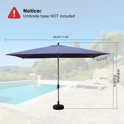 Rectangle Patio Umbrella with Crank Lift , Navy Blue (Base not included)