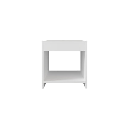White Minimalist Single Shelf Nightstand, FSC Certified