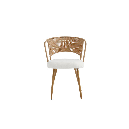 2-Piece Farmhouse Wicker Wing Back Dining Chairs, Brown Cane Back Chairs with Sponge Cushion & Metal Legs, 220lbs Weight Capacity