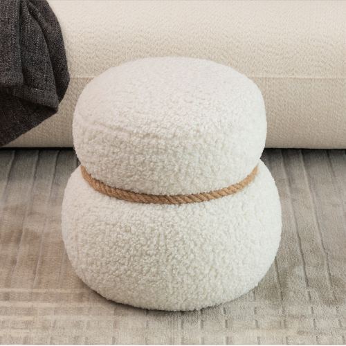 White Snowman Shaped Plush Ottoman Foot Stool, Cute Character Accent Seat for Entryway Kids Room