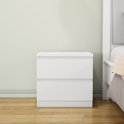 19.7inch White Nightstand with 2 Drawers, Handle Free Storage Side Table for Bedroom