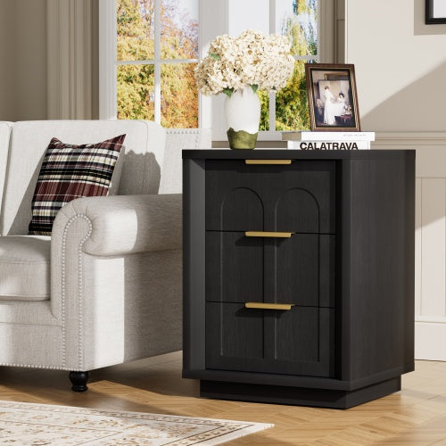 Black 3-Drawer 2-Pack Nightstands