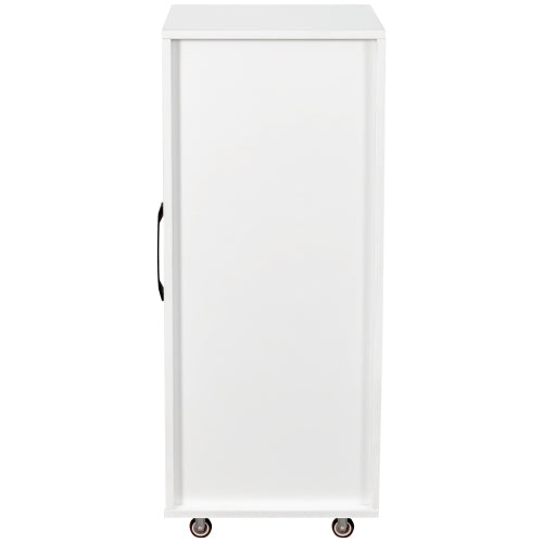 3-Tier Freestanding Pull-Out Door Mobile Bookcase Multi-Grid Storage Cabinet with Universal Wheels