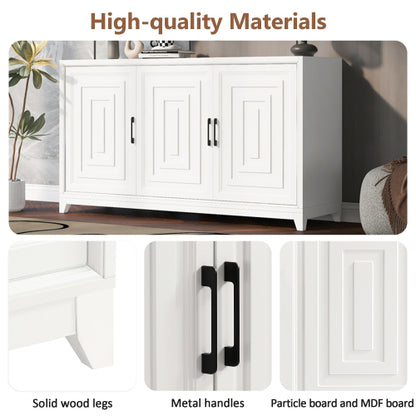 TV Stand for TVs up to 65 Inches, Modern Entertainment Center Media Console Cabinet with 2 Spacious Storage Space, Solid Wood Legs for Living room