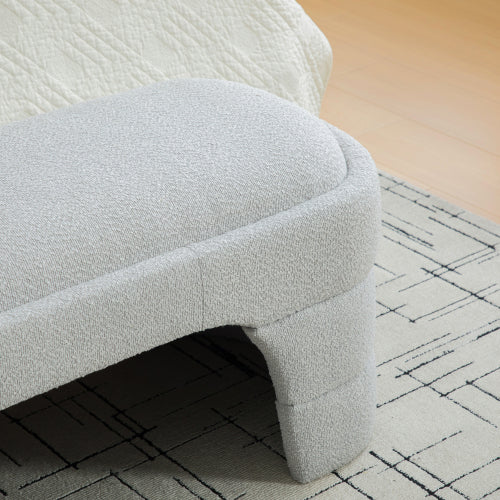 64.96inch Wide Modern Upholstered Armless Upholstered Bedroom Benches End of Bed Bench for Entryway, Ottoman Foot Stool for Living Room and Bedroom, Entryway,Light gray Boucle