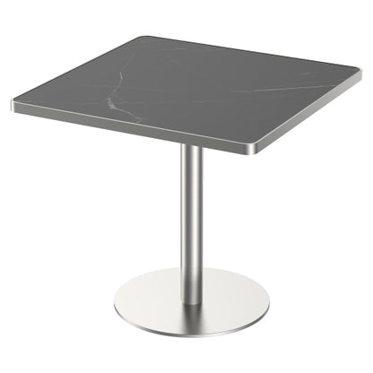 31.5 Inch Square Snow Mountain Stone Dining Table, Modern Tulip Table with Gold Stainless Steel Support Base