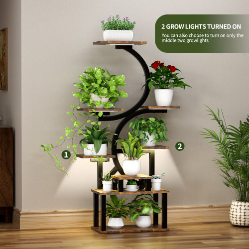 8 Tier Metal Plant Stand With 5 Full Spectrum Grow Lights 10 Level Dimmable Design
