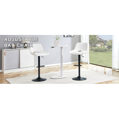 Modern Swivel Adjustable Bar Stools Set - 2 Pack, White PU Material, with Footrest, Holds Up to 250 lbs, Suitable for Home Bars and Kitchen Islands