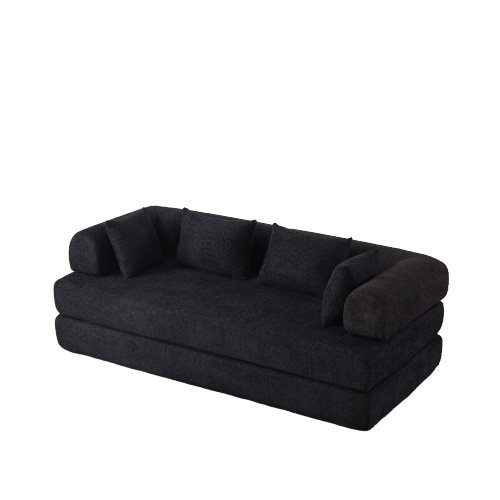 78.9 inch  Convertible Chenille Sleeper Sofa, Removable Armrest, DIY Customizable