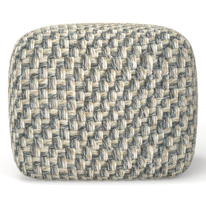 Square Pouf Ottoman Handwoven Accent Footstool with Soft Polyester Cover