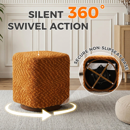 Ottoman Swivel Stool Upholstered Makeup Chair with 360¡ã Rotation Design