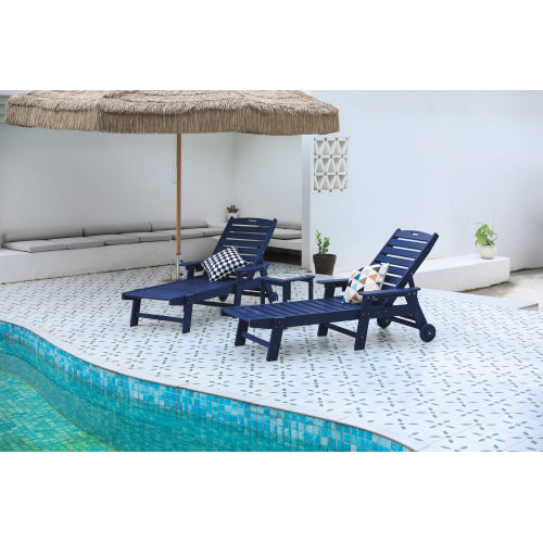 Lounge Chair with Side Table, 3-Piece Oversized Chaise Lounge Chair Set with Wood Texture